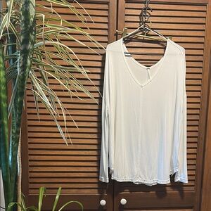 Free People White V-Neck Blouse